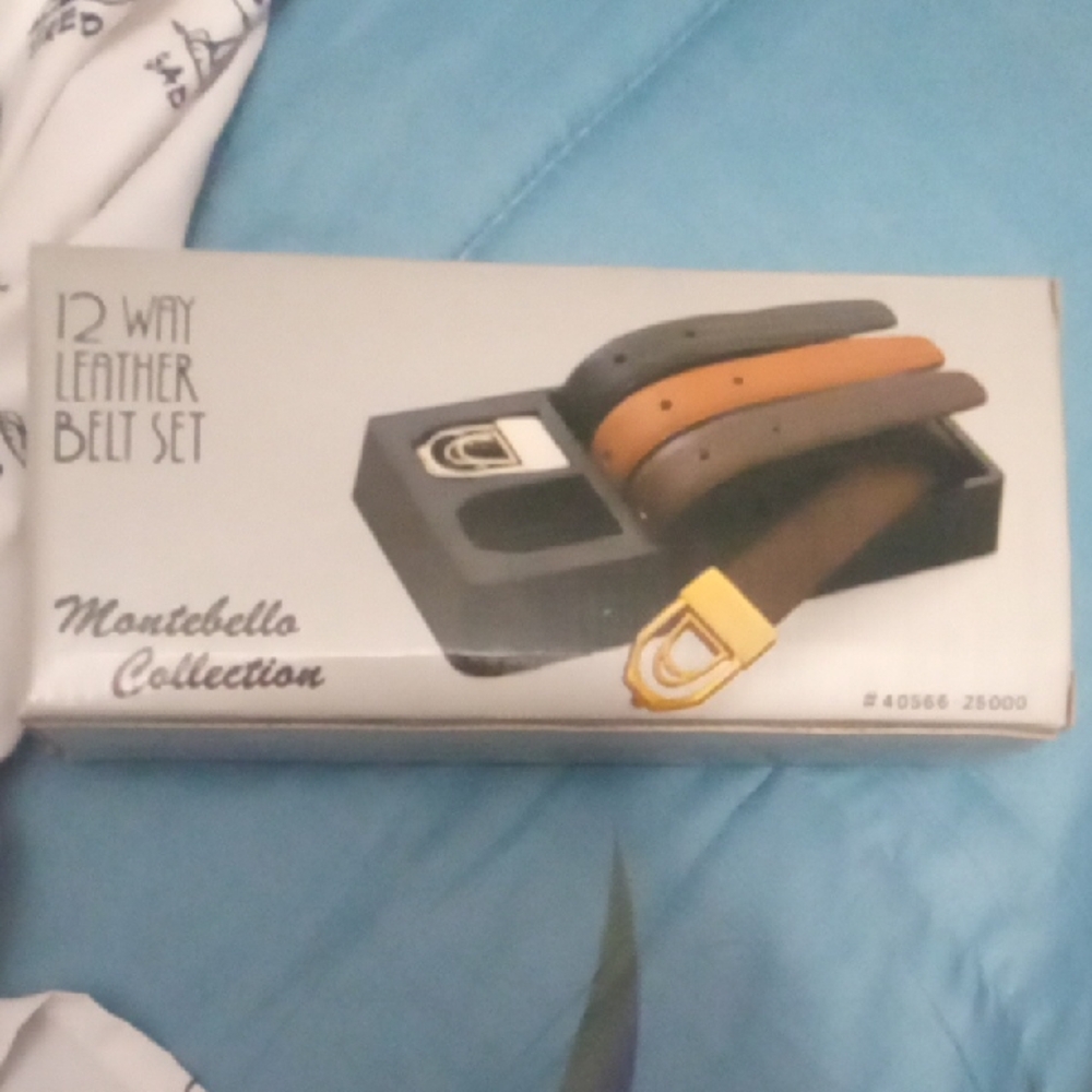 Leather Belt Set - Black, Brown, Tan With Silver And Gold Buckle